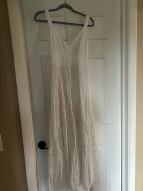 Abercrombie & Fitch White Eyelet V-Neck Maxi Dress